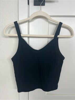 Black Ribbed V-Neck Tank Top